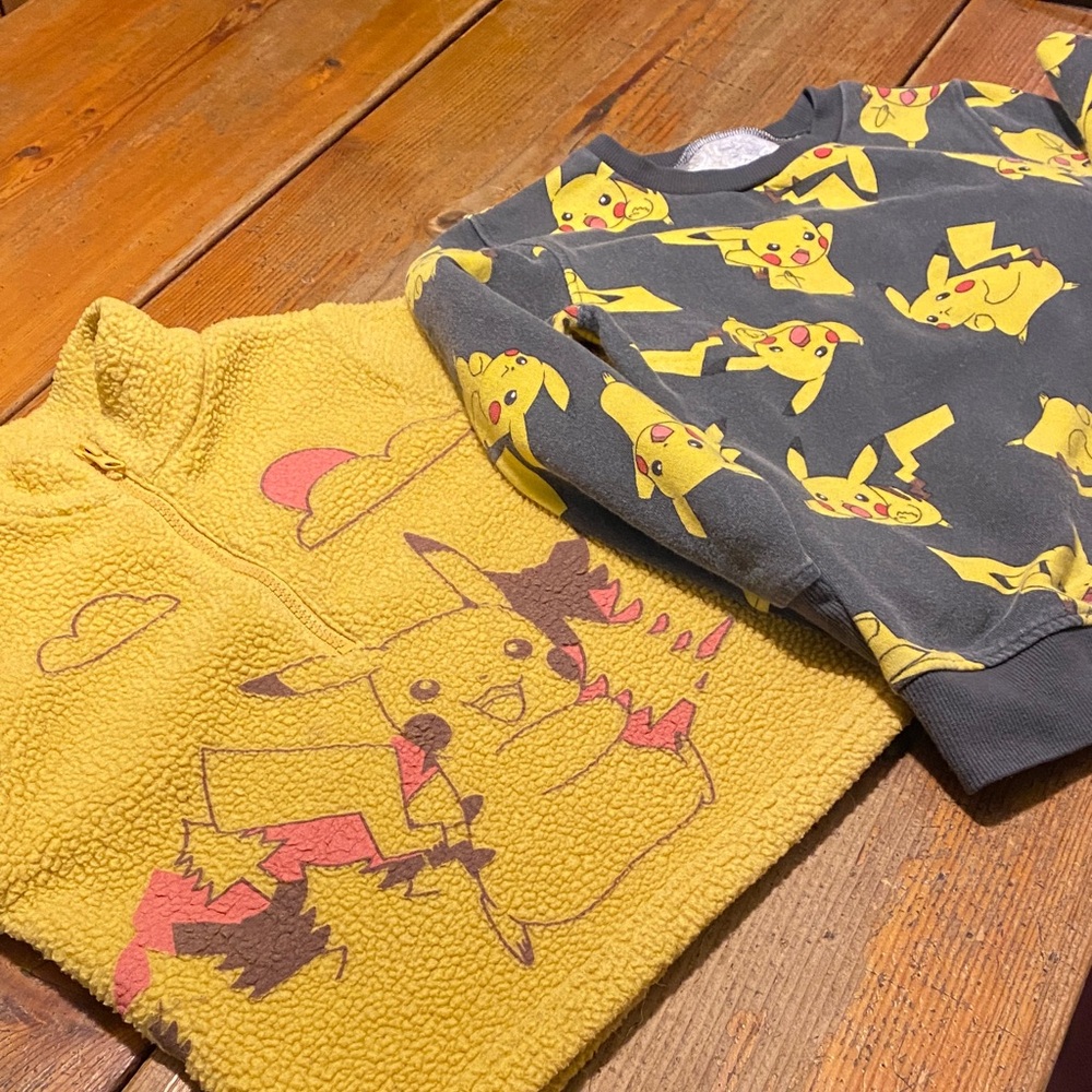 Pokemon Pikachu Yellow and Gray Kids Sweatshirt Bundle